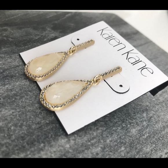 Gold rhinestone drop earrings - Karen Kane - Picture 3 of 5